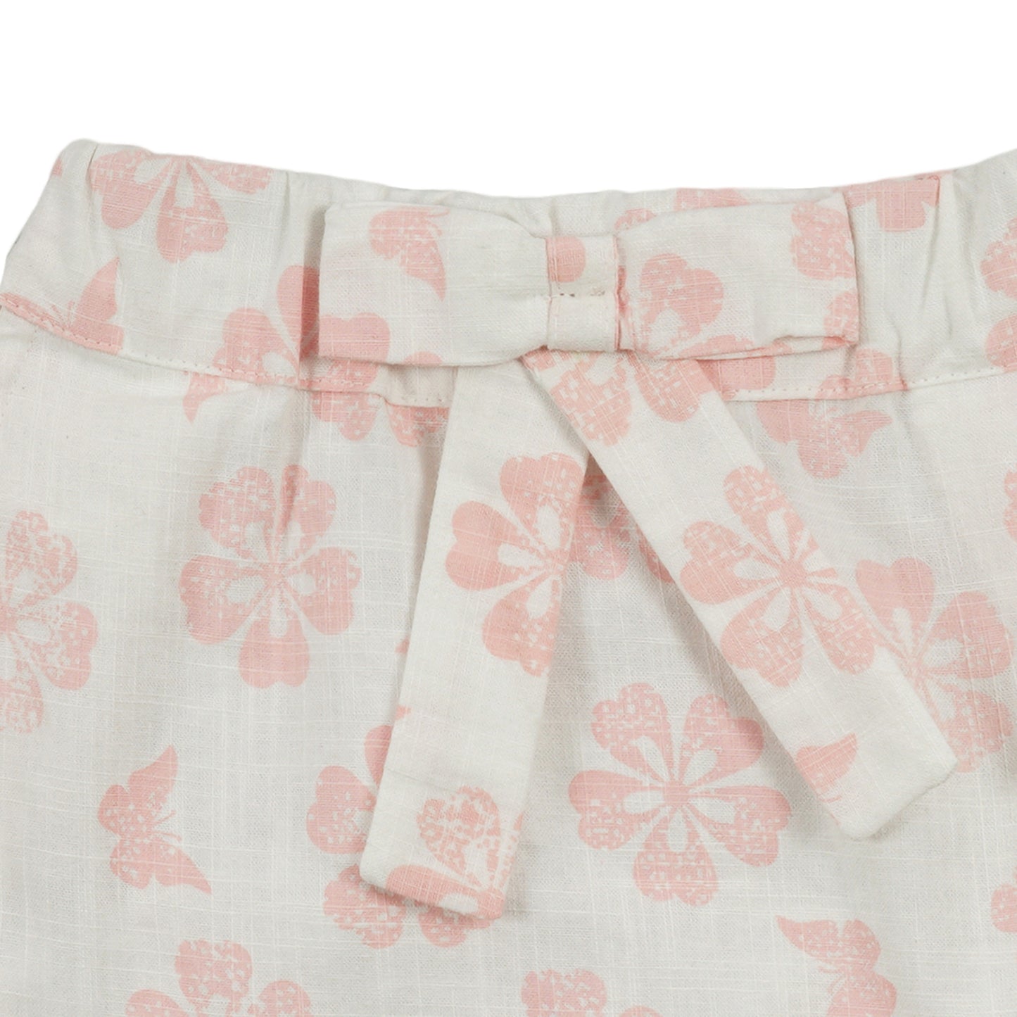 Off White and Pink Floral Butterfly Organic Cotton Baby Shorts