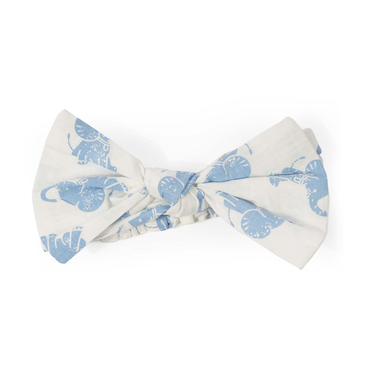 Off White and Blue Elephant Organic Cotton Baby Headband