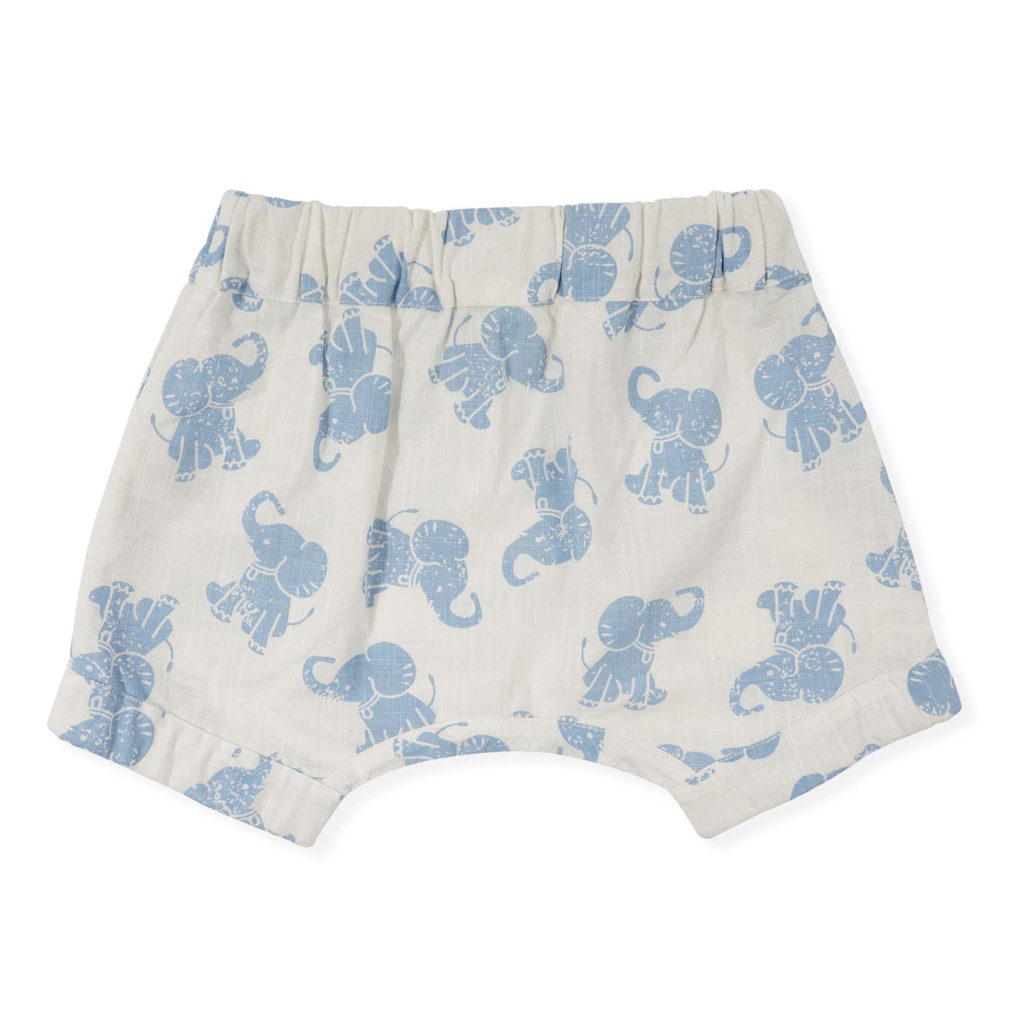 Off White and Blue Elephant Organic Cotton Baby Shorts