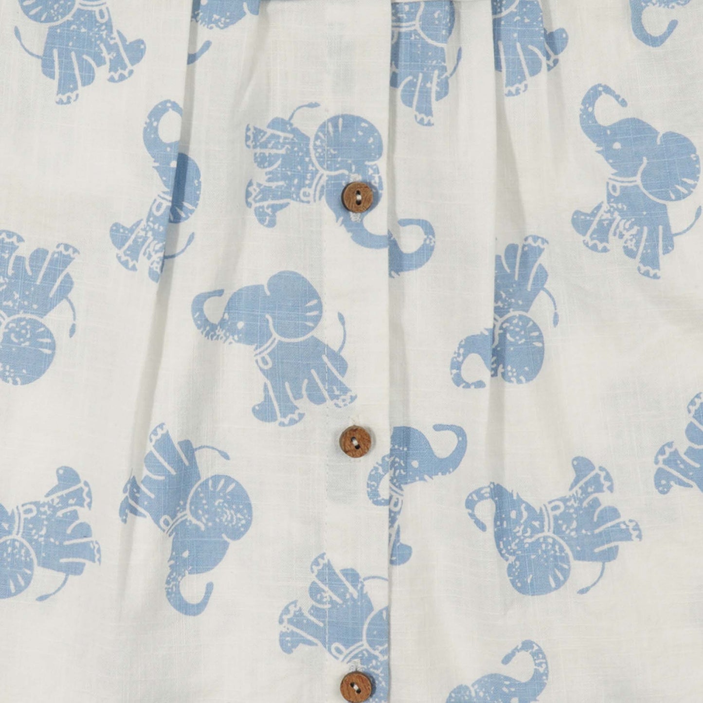 Off White and Blue Elephant Organic Cotton Short Sleeve Baby Top