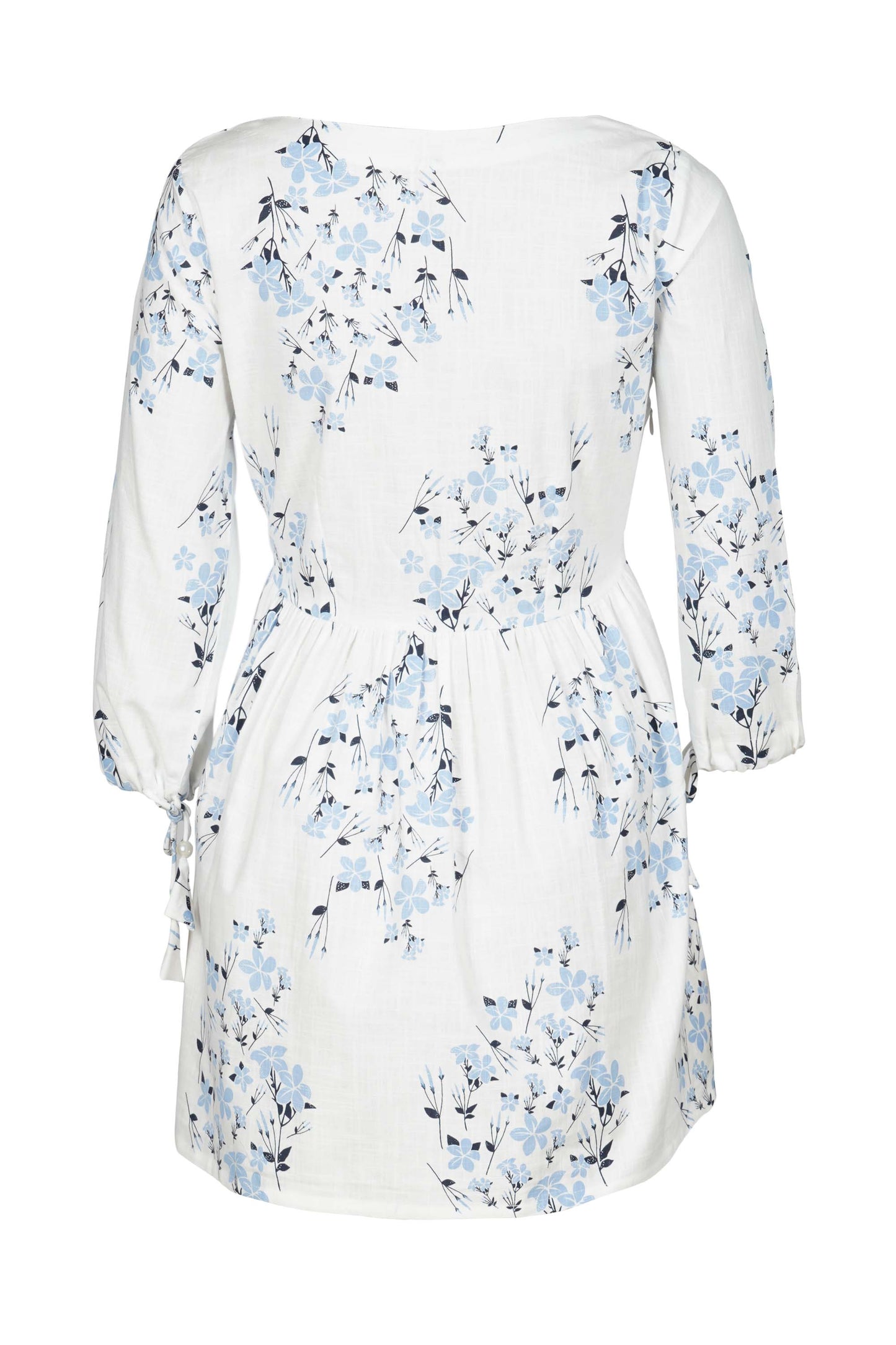 Off White and Blue Jasmine Organic Cotton Tunic Blouse