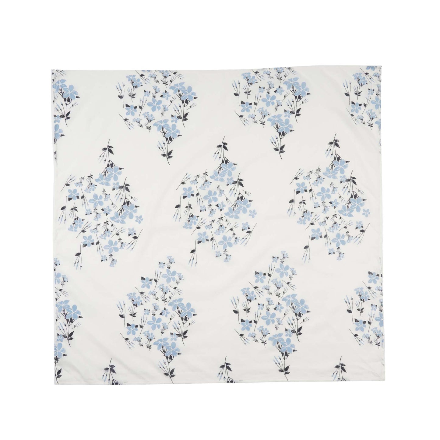 Off White and Blue Jasmine Organic Cotton Square Scarf