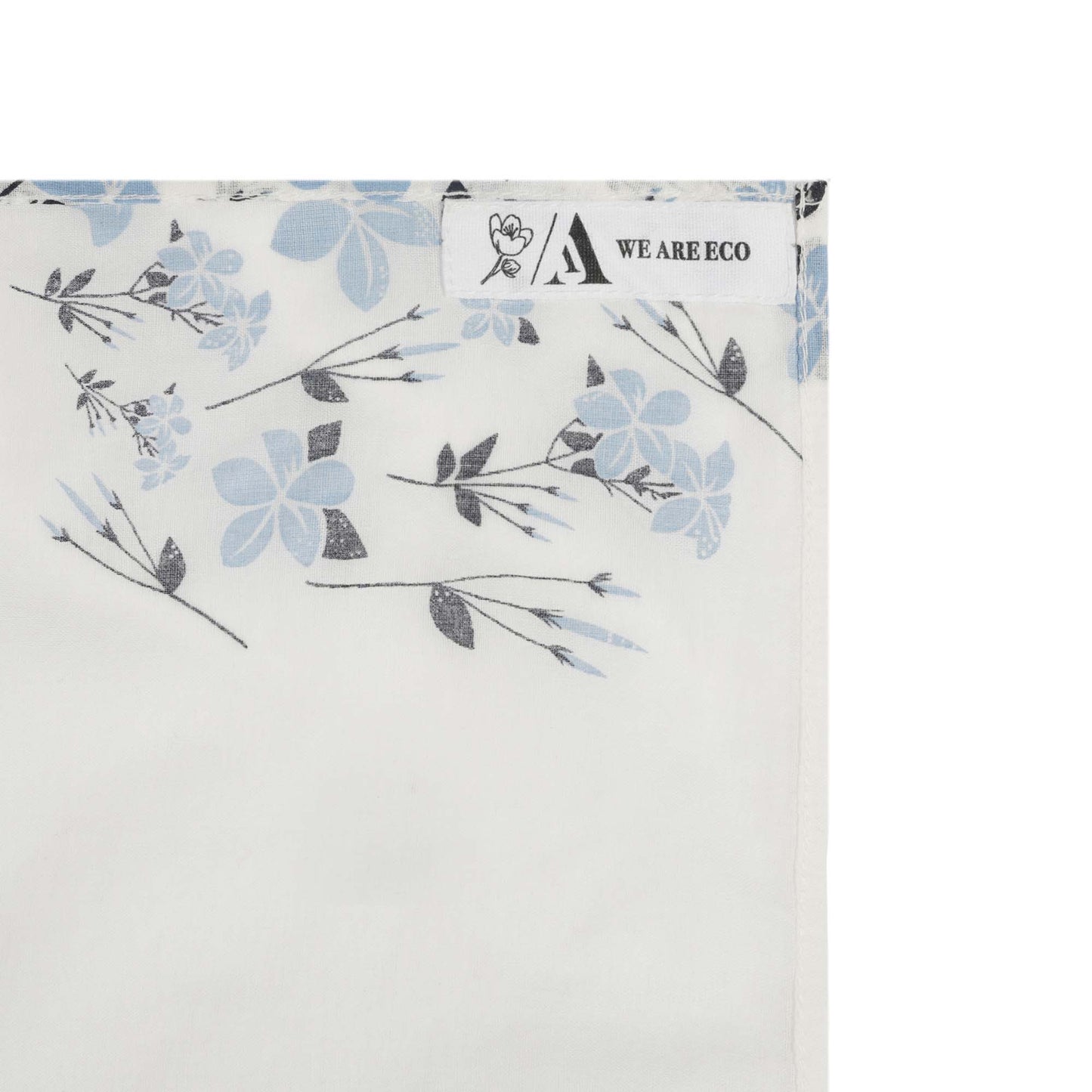 Off White and Blue Jasmine Organic Cotton Square Scarf