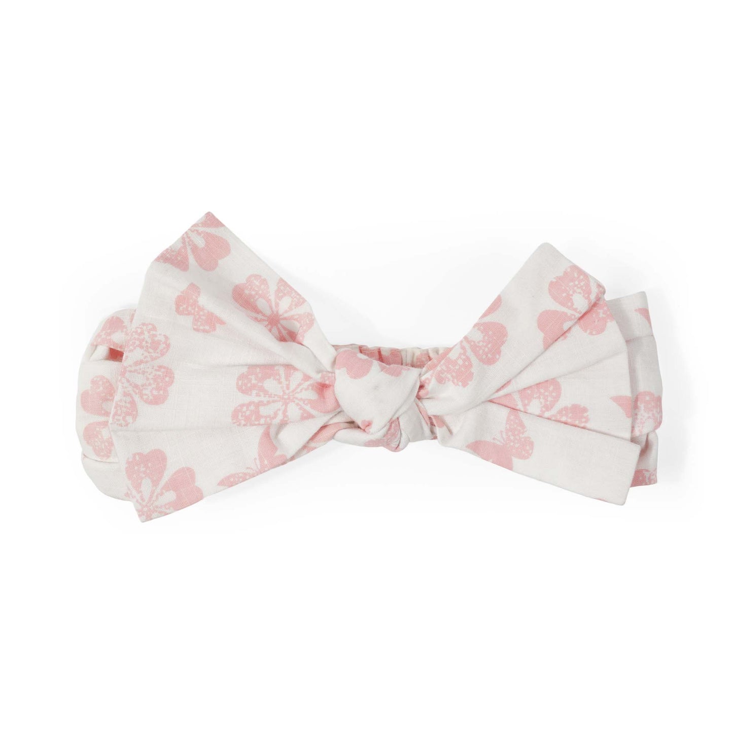 Off White and Pink Floral Butterfly Organic Cotton Baby Headband