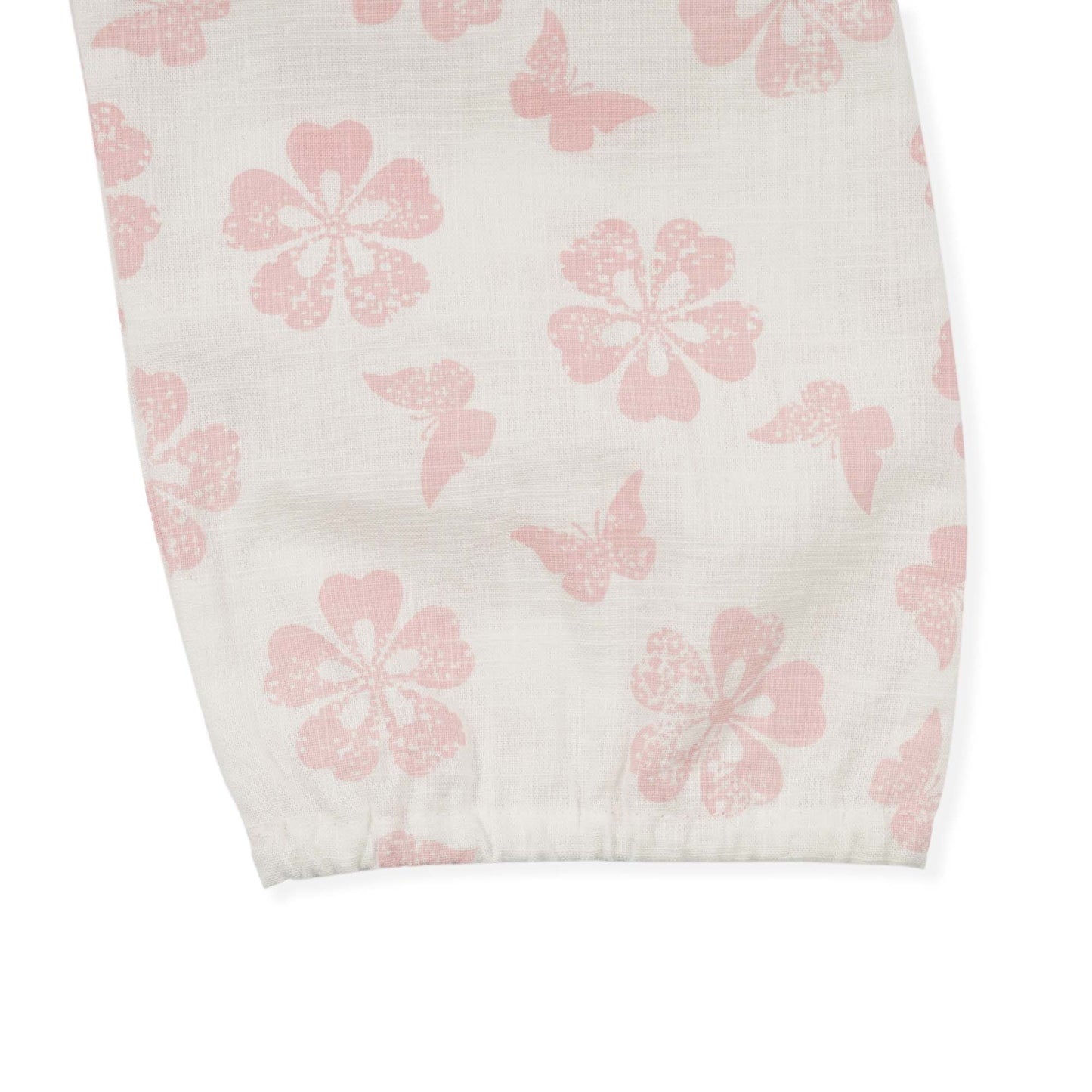 Off White and Pink Floral Butterfly Organic Cotton Baby Trousers