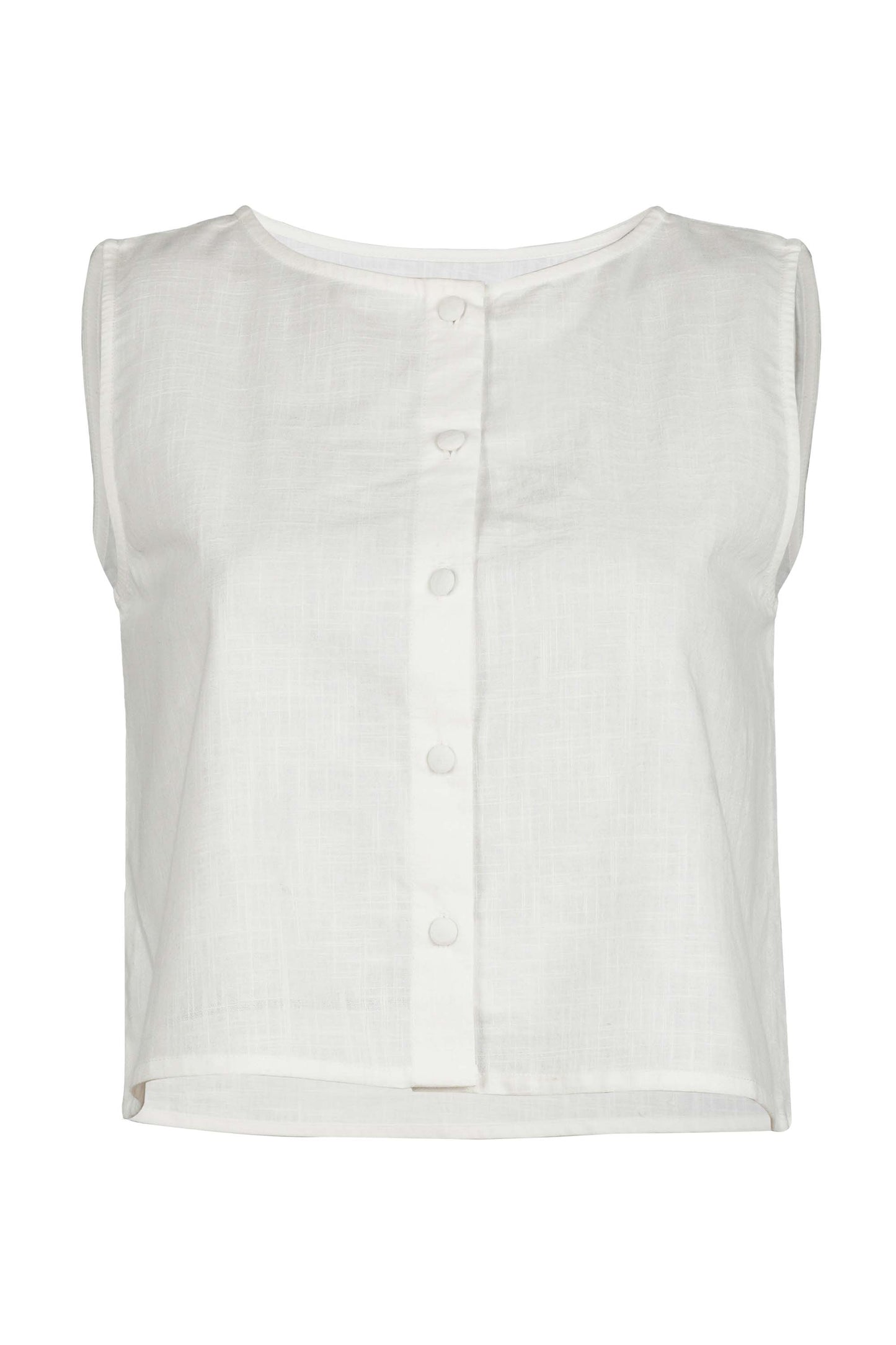 Off White Organic Cotton Reversible Sleeveless Blouse