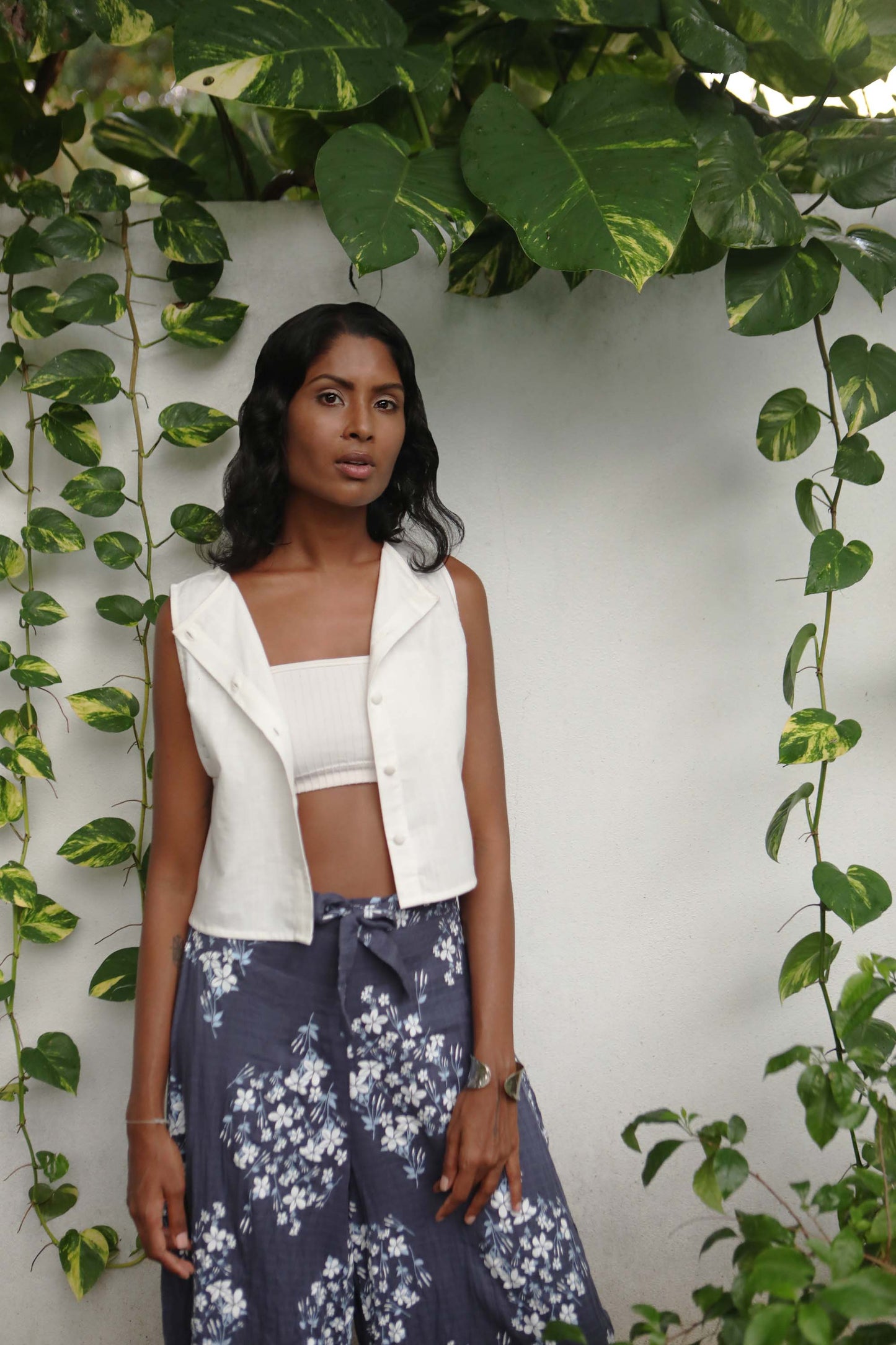 Off White Organic Cotton Reversible Sleeveless Blouse