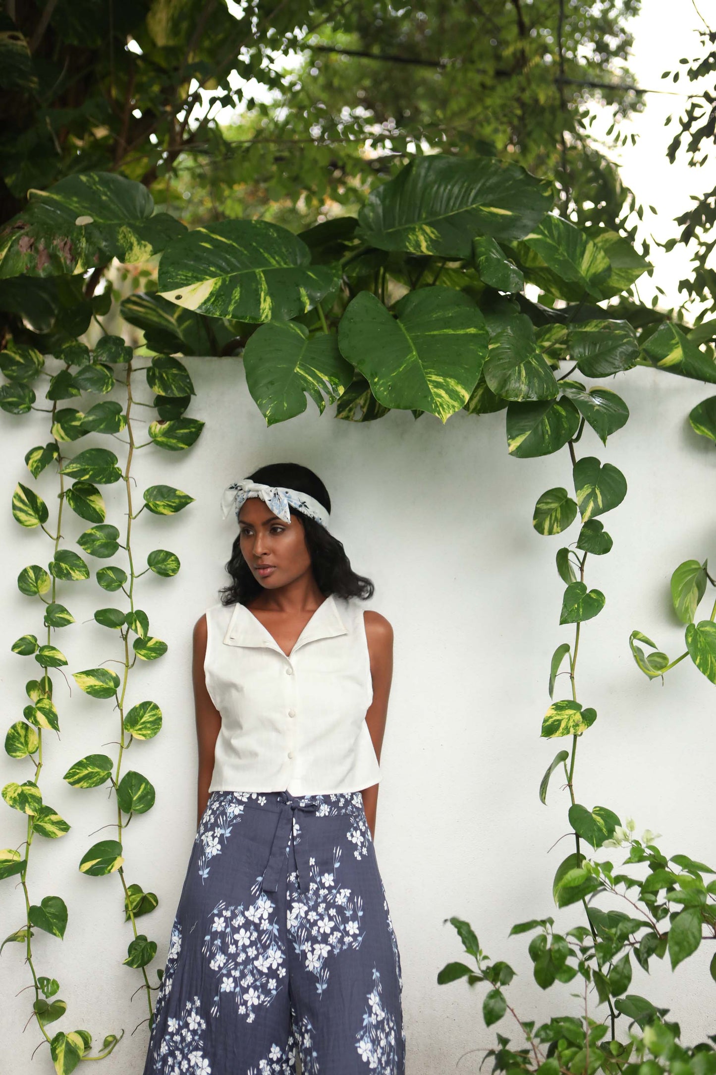 Off White Organic Cotton Reversible Sleeveless Blouse
