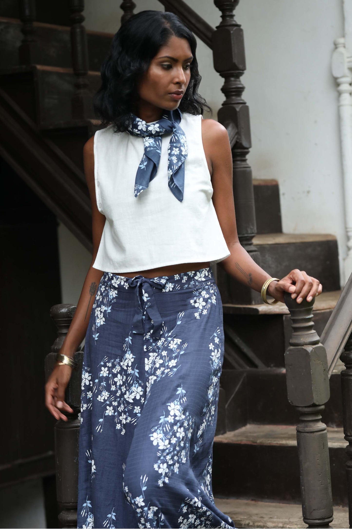 Off White Organic Cotton Reversible Sleeveless Blouse