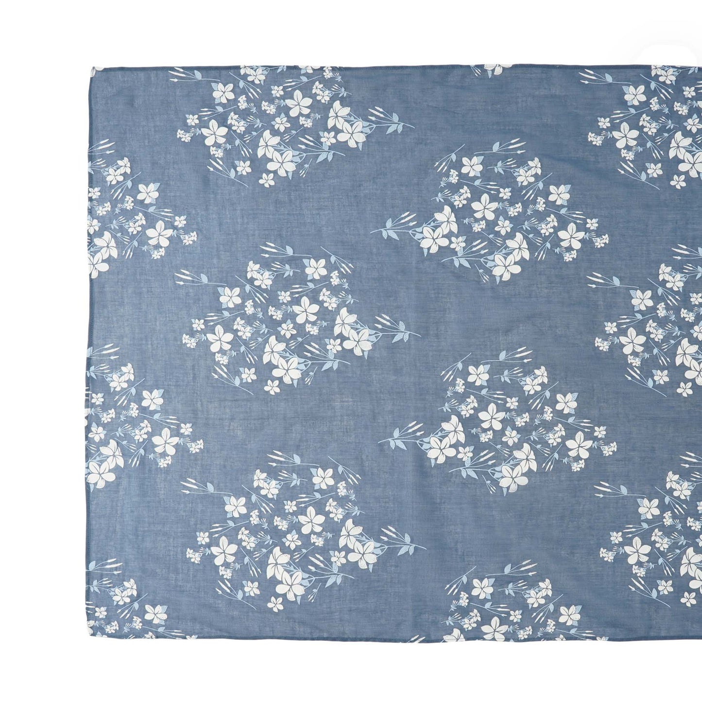 Vintage Indigo and White Jasmine Organic Cotton Rectangular Scarf