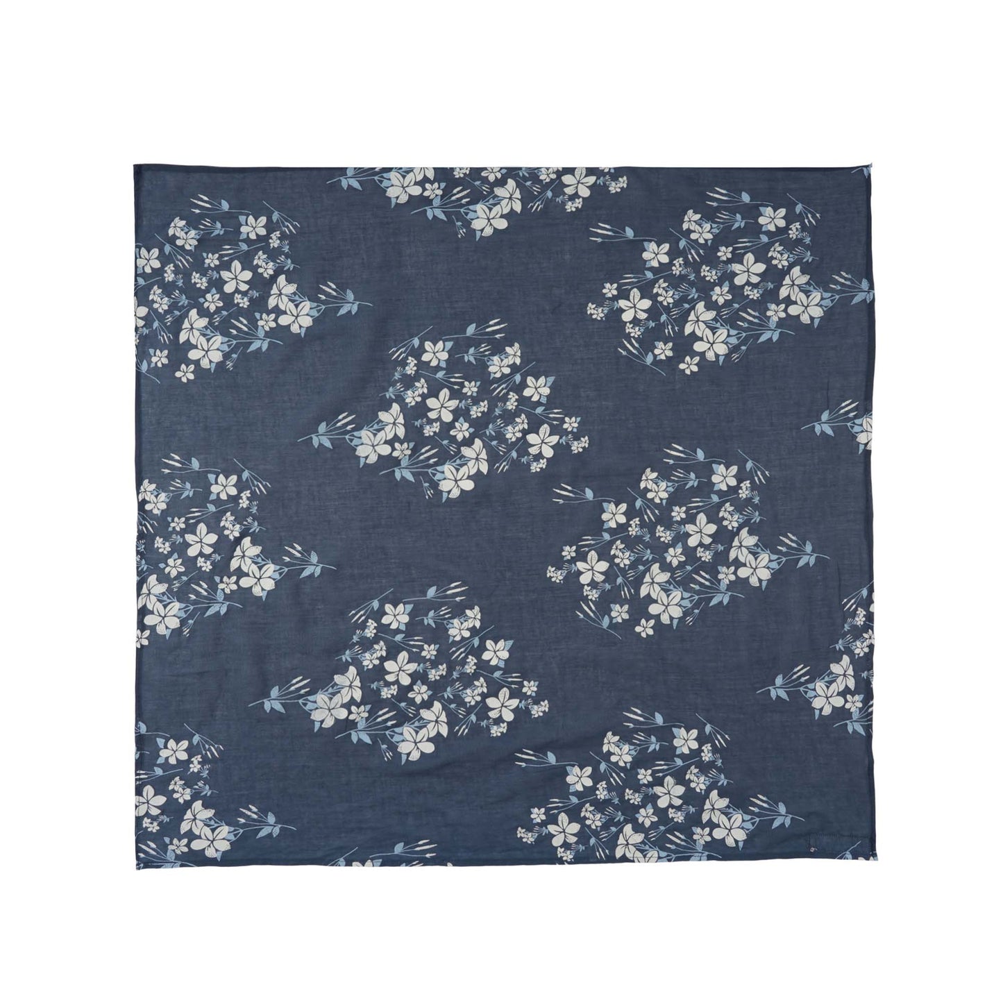 Vintage Indigo and White Jasmine Organic Cotton Square Scarf