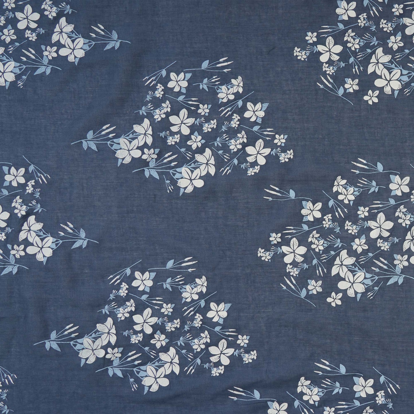 Vintage Indigo and White Jasmine Organic Cotton Square Scarf