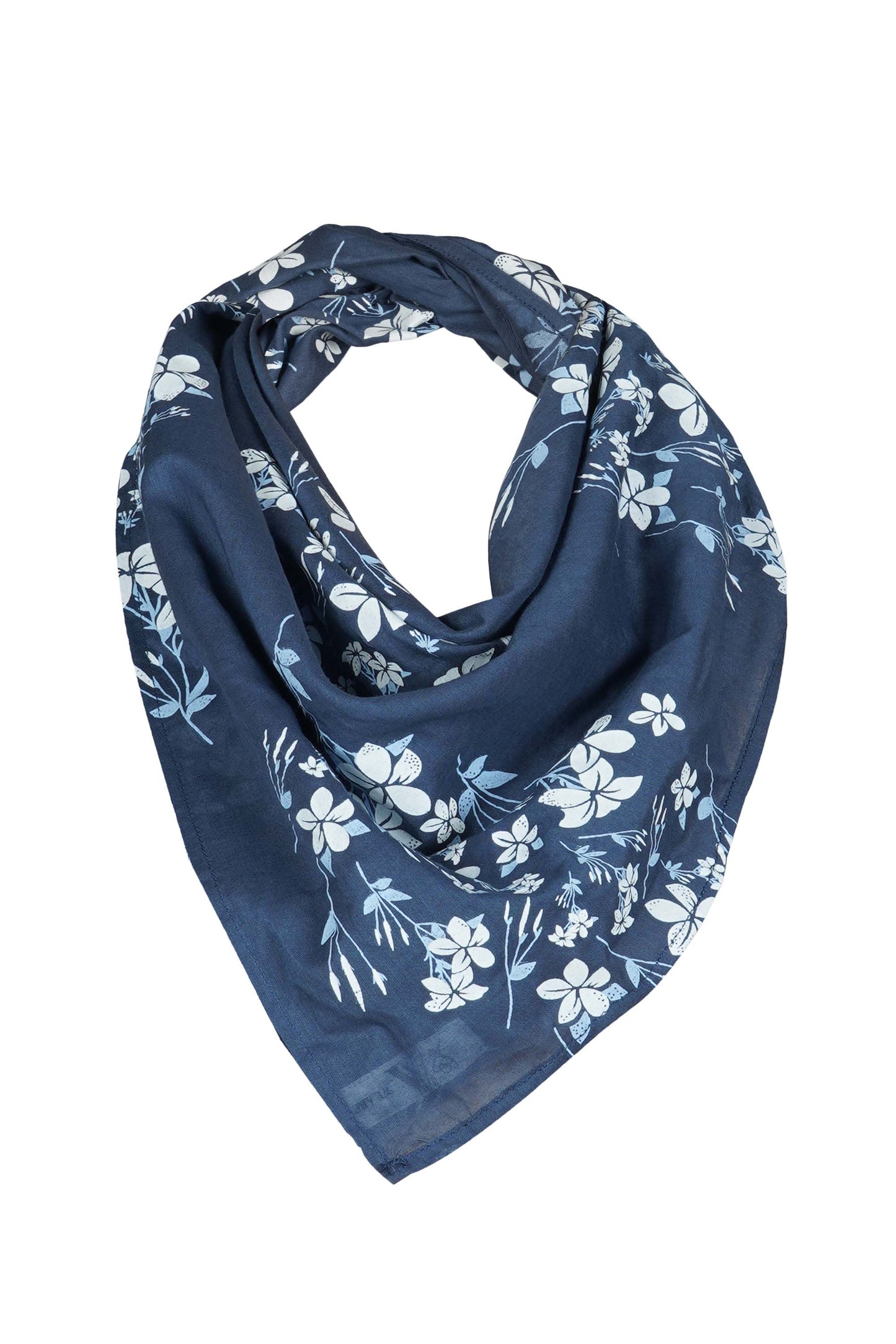 Vintage Indigo and White Jasmine Organic Cotton Square Scarf