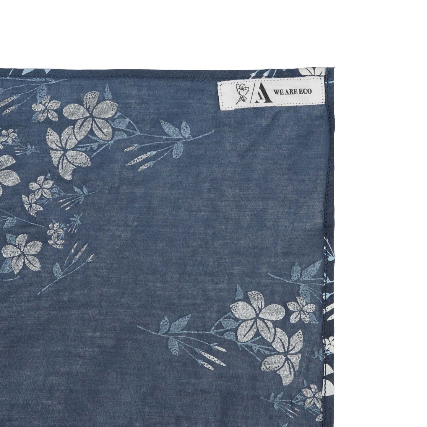 Vintage Indigo and White Jasmine Organic Cotton Square Scarf